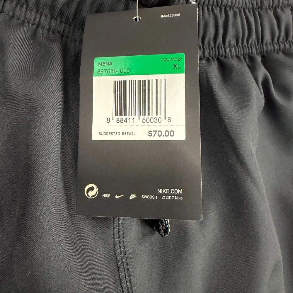 Nike Track Pants Black Men's Size XL Elastic Waist Straight Leg 897038-010 NEW